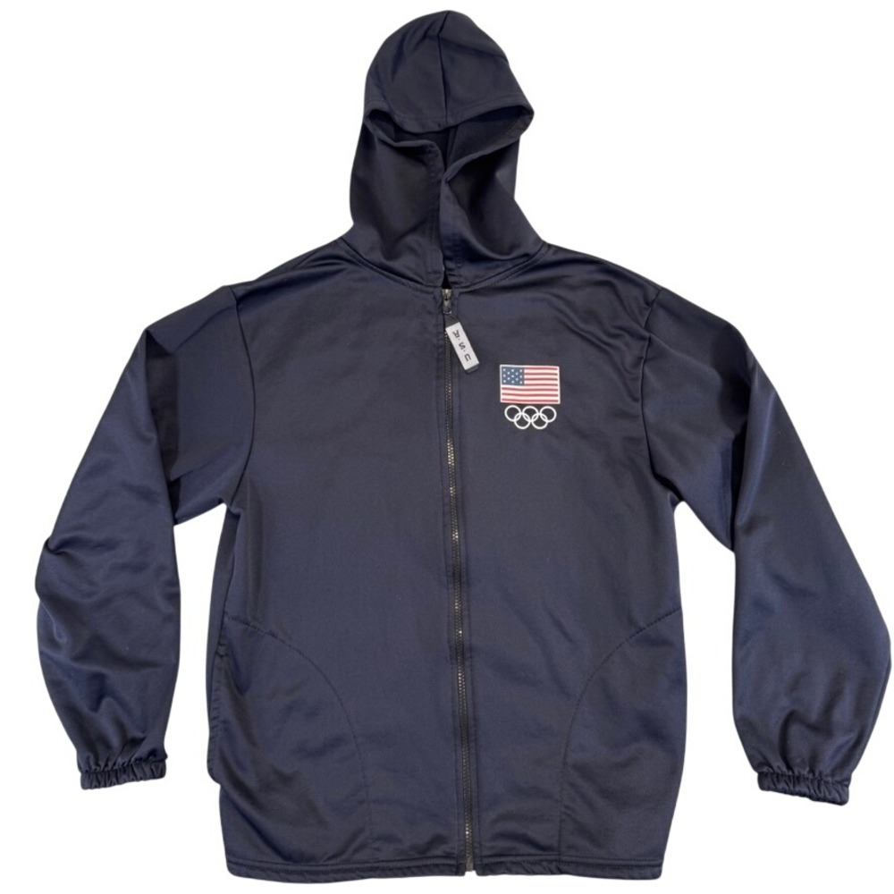 Team USA Olympic Full Zip Hoodie Navy Blue Athletic Jacket Mens Med